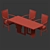 Modern Wooden Table and Chairs Set 3D model small image 2