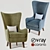 Elegant Wing Back Chair 3D model small image 1