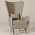 Elegant Wing Back Chair 3D model small image 2