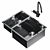 Contemporary Square Undermount Sink 3D model small image 1
