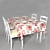 Modern Dining Set with Chairs 3D model small image 2
