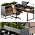 Modern L-shaped Office Desk Set 3D model small image 1