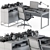 Modern L-shaped Office Desk Set 3D model small image 5