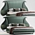 Sleek Buta Design Bed 3D model small image 1