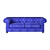 Navy Plush Velvet 2-Seat Sofa 3D model small image 1