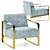 Golden Steel Gray Fabric Armchair 3D model small image 5