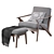 Retro Lounge Chair Set: Walnut Wood & Faux Leather 3D model small image 3