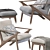 Retro Lounge Chair Set: Walnut Wood & Faux Leather 3D model small image 4