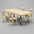 Modern Farmhouse Dining Table Set 3D model small image 1