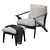 Vintage Retro Lounge Chair & Ottoman 3D model small image 3