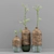 Natural Wood & Glass Vase Set 3D model small image 1