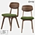 Stylish Wood and Fabric Chair 3D model small image 1