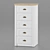 Modern 5-Drawer White Oak Chest 3D model small image 1