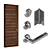 Elegant Walnut Modern Door 3D model small image 4