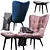 Retro Charm: KARE Vicky Chair with Pouf 3D model small image 2