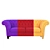 Contemporary Red Velvet Sofa 3D model small image 2