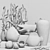 Tropical Decor Set: Coral, Coconut, Vase, Planter, Starfish 3D model small image 2