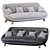 Luxury Velvet High Back Sofa 3D model small image 1