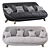 Luxury Velvet High Back Sofa 3D model small image 2