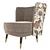 Floral Print Deco Armchair 3D model small image 4