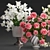 White Flower Bouquet in Glass Vase 3D model small image 2