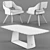 Modern Adria Velvet Chair with Teseo Marble Table 3D model small image 5