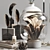 Modern Decor Set: Vase, Lamp, Books, Plants 3D model small image 2