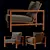 Minotti Quadrado: Elegant Teak Armchair 3D model small image 1