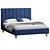 Luxury Velvet Blue Sofa Bed 3D model small image 2