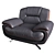 Modern Almond Leather Armchair 3D model small image 1
