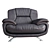 Modern Almond Leather Armchair 3D model small image 4