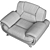 Modern Almond Leather Armchair 3D model small image 5