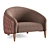 Elegant Marylou Armchair: Walnut Wood and Plum Bouclé Upholstery 3D model small image 4