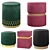 Velvet Wonder Poufs 3D model small image 1