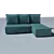 Modern Turquoise Angular Sofa 3D model small image 2