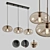 Vilmo Trio G: Designer Amber 3-Light Chandelier 3D model small image 1