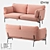 Sleek Metal and Fabric Sofa 3D model small image 1