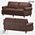 Sleek Leather Loft Sofa 3D model small image 1