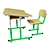 Adjustable School Desk and Chair Set 3D model small image 1