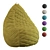 Velvet Yellow Spain Bean Bag XXL 3D model small image 1