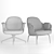 Barcelona Design Low Lounger Chair: Sleek and Swivel 3D model small image 4