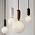 Sleek Glass Ball Pendant Lights 3D model small image 1