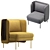 Luxurious Velvet Lounge Armchair 3D model small image 1