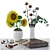 Sunflower and Cotton Decor Set 3D model small image 4