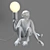Industrial Loft Monkey Table Lamp 3D model small image 1