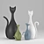 Elegant Ceramic Cat Set 3D model small image 2