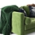 Versatile Green & Gray Sofa 3D model small image 3