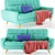 Elegant Teal Fabric Sofa 3D model small image 1