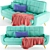 Elegant Teal Fabric Sofa 3D model small image 2