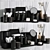 Black Resin Bathroom Set: Soap Dispenser, Tumbler, Paper Basket, and more! 3D model small image 1
